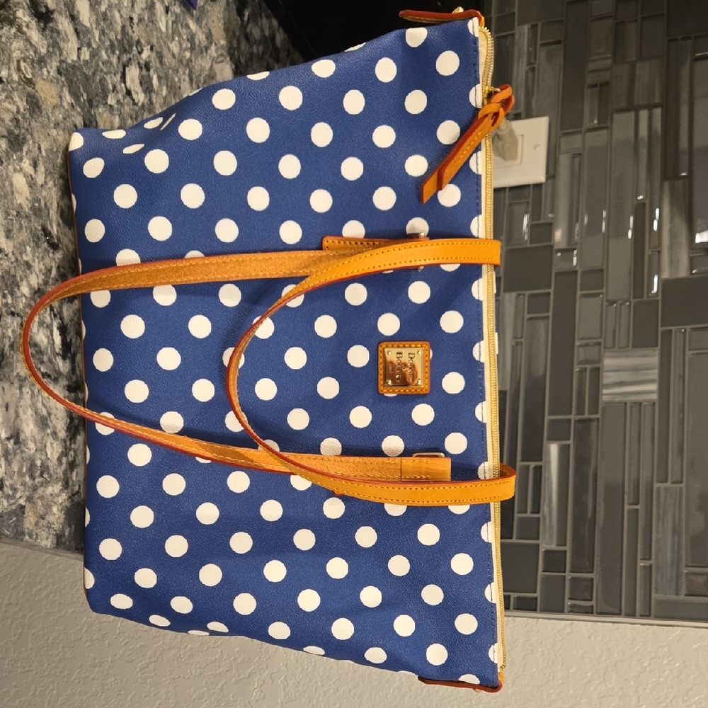 Dooney & Bourke Navy Polka Dot Tote